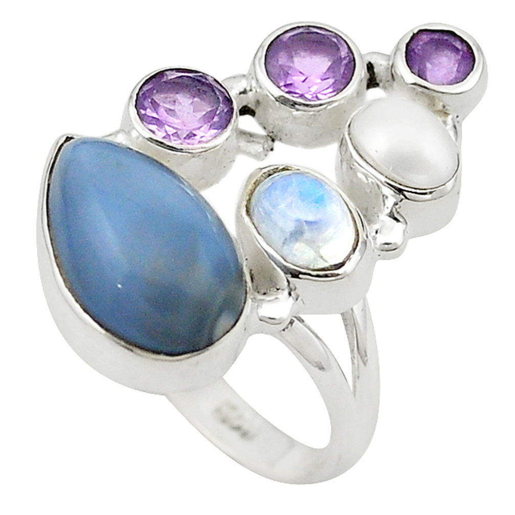 hee opal moonstone amethyst 925 silver ring size 8 d19045