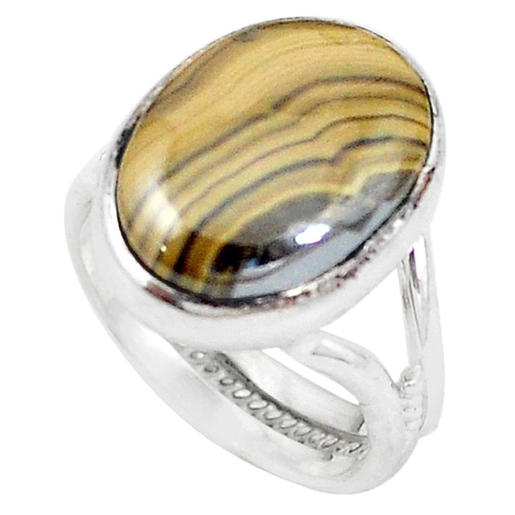 Natural yellow schalenblende polen 925 silver ring jewelry size 6.5 d20170