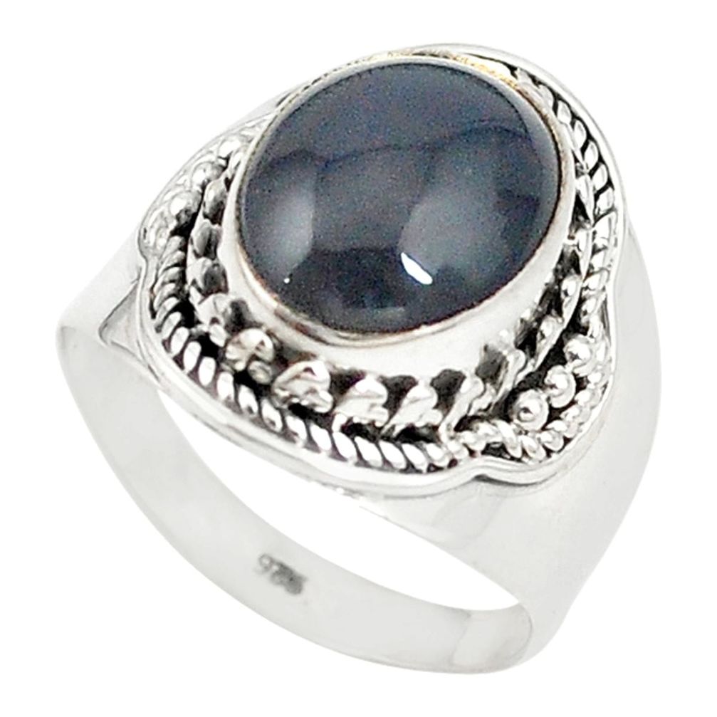 Natural rainbow obsidian eye 925 sterling silver ring size 8.5 d20182