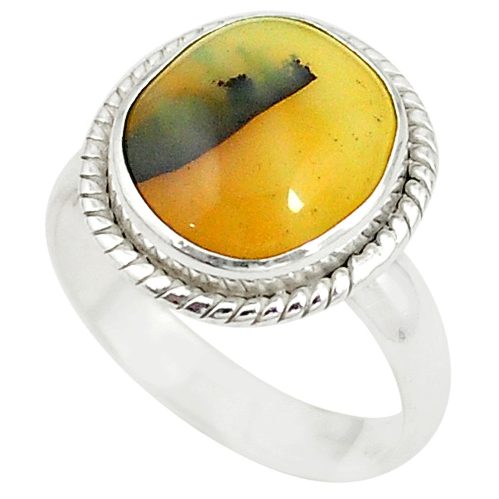 Natural yellow opal fancy 925 sterling silver ring jewelry size 8 d20237