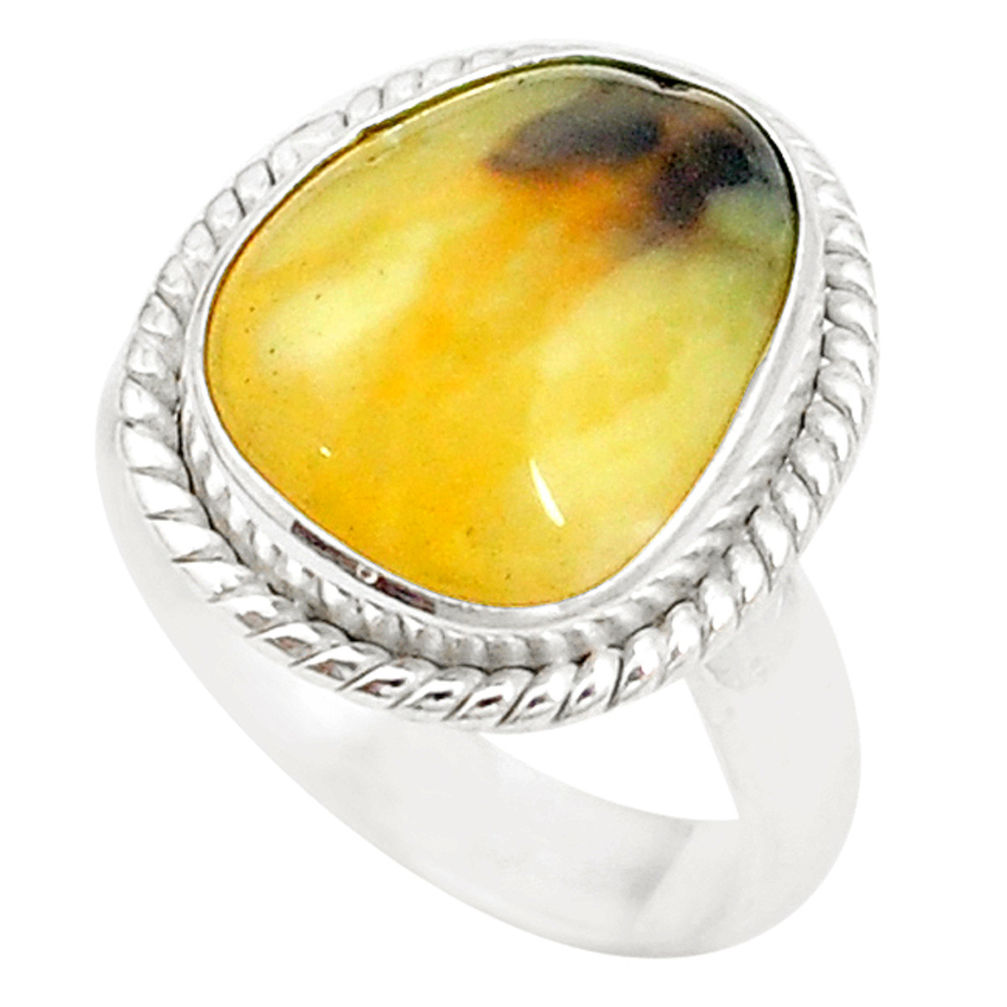 925 sterling silver natural yellow opal fancy ring jewelry size 6.5 d20238