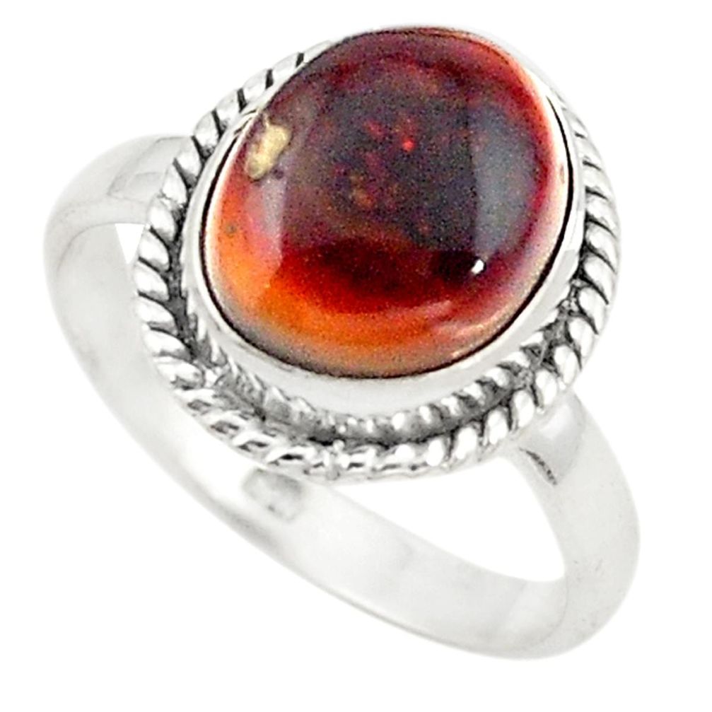 Natural multi color mexican fire agate 925 silver ring size 8.5 d20245