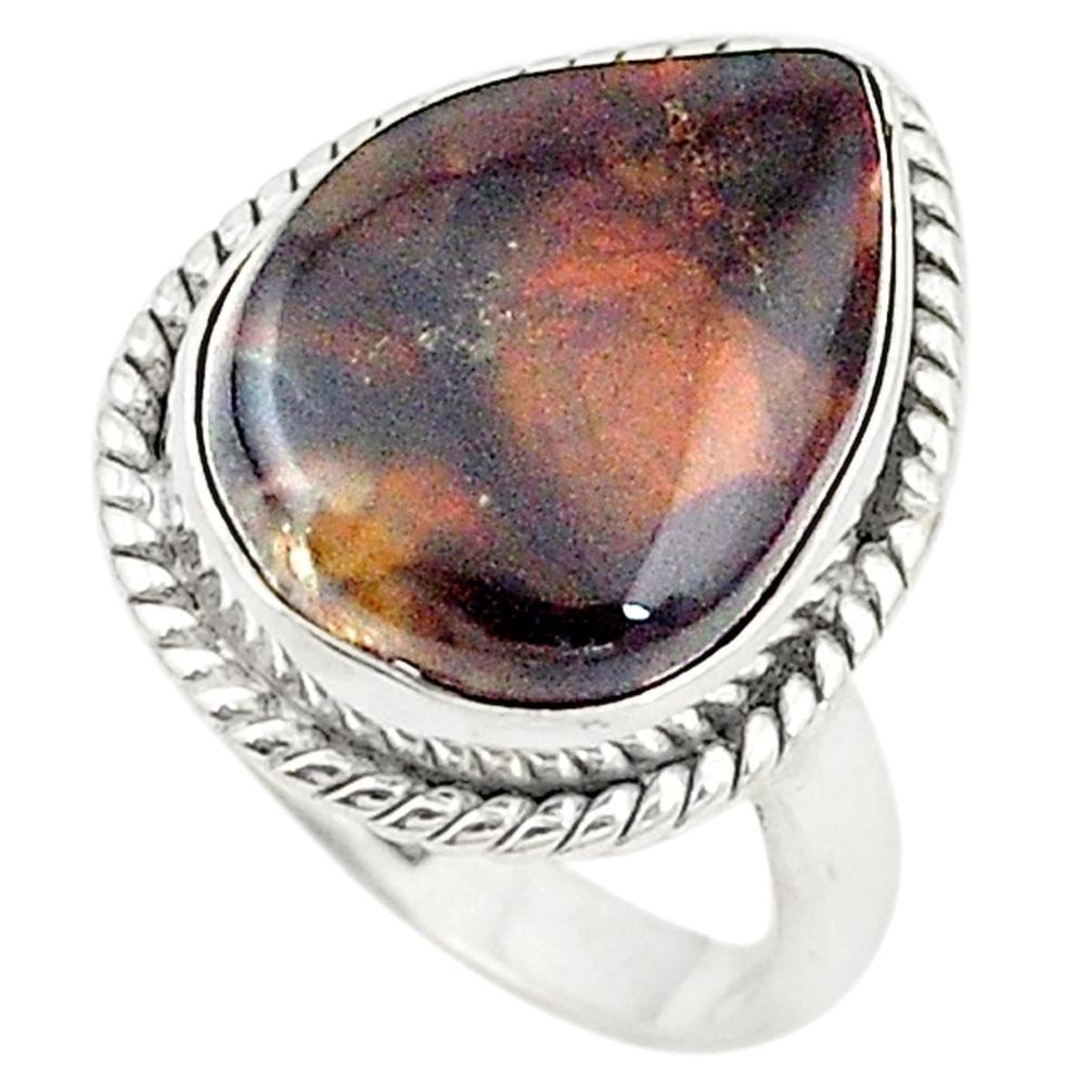 Natural multi color mexican fire agate 925 silver ring size 6 d20246