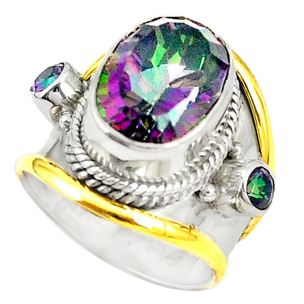 Multi color rainbow topaz 925 sterling silver ring jewelry size 7 d20253