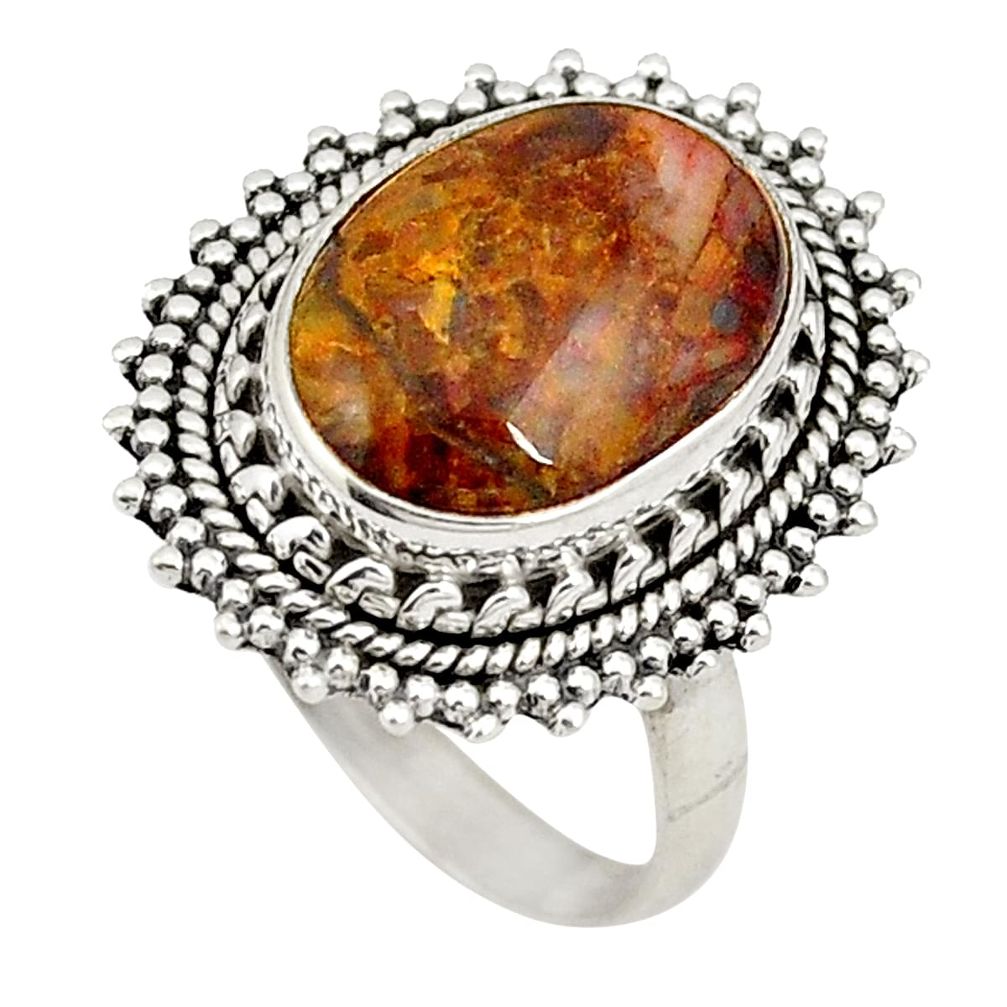 925 sterling silver natural brown pietersite (african) ring size 6.5 d20645