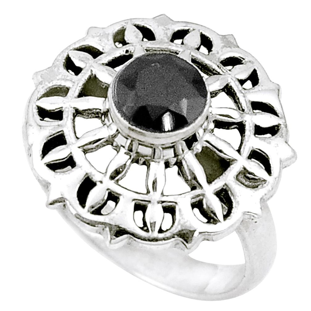 925 sterling silver natural black onyx round ring jewelry size 7 d20694