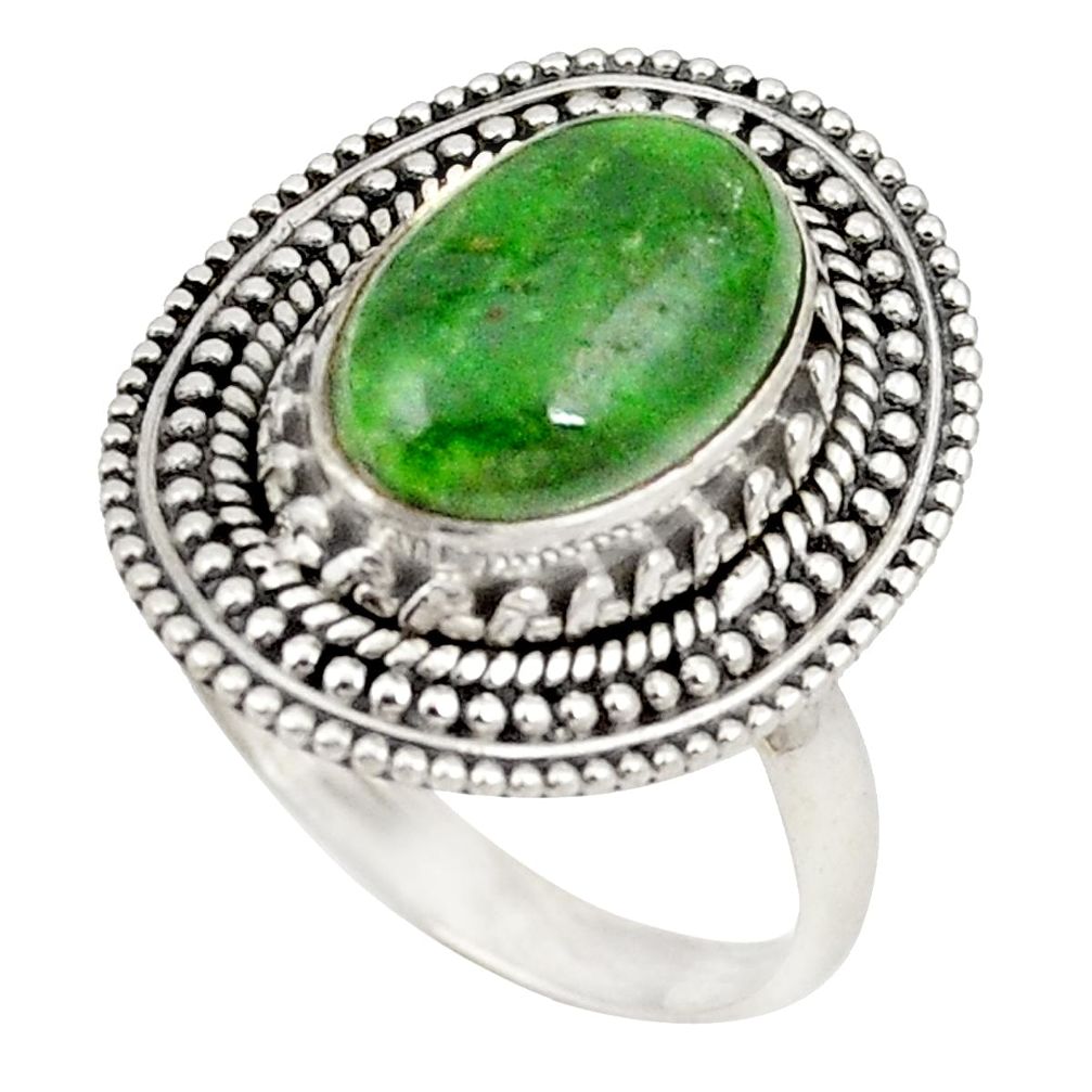 Natural green chrome diopside 925 sterling silver ring size 8.5 d20714