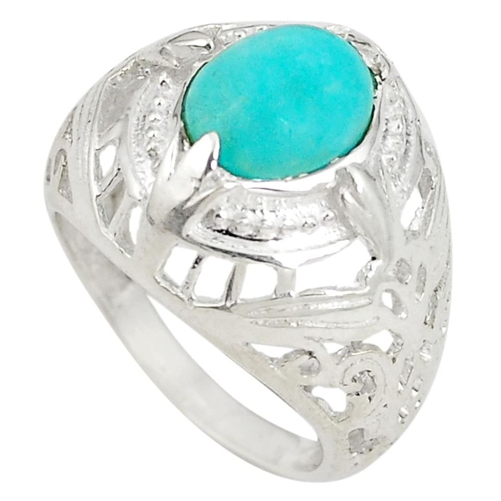925 sterling silver natural green peruvian amazonite ring size 7 d20745