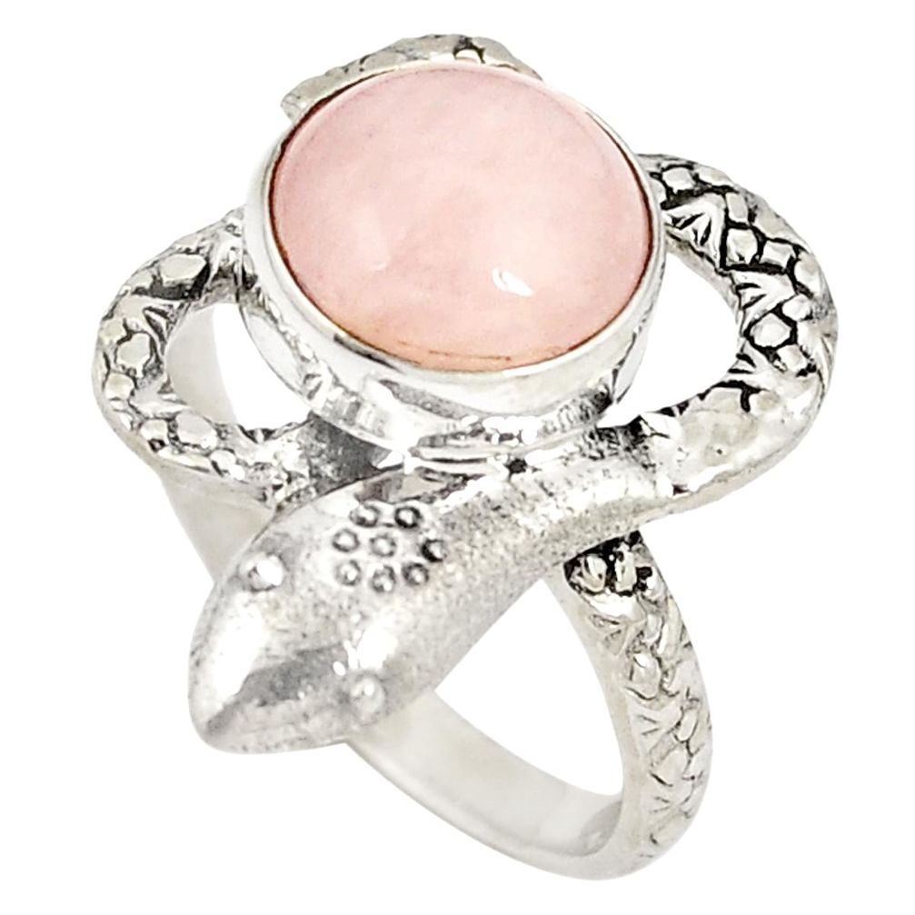 Natural pink morganite 925 sterling silver snake ring jewelry size 8 d20755