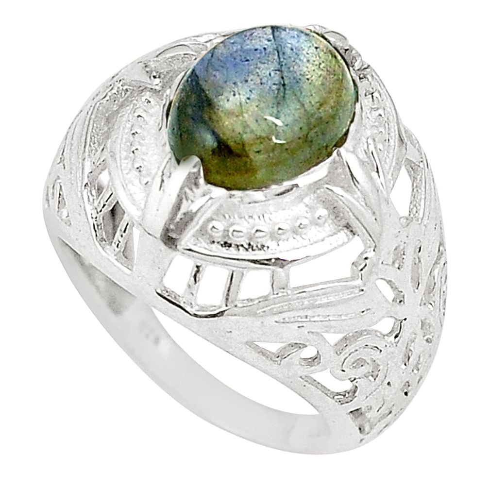 Natural blue labradorite 925 sterling silver ring jewelry size 7 d20763