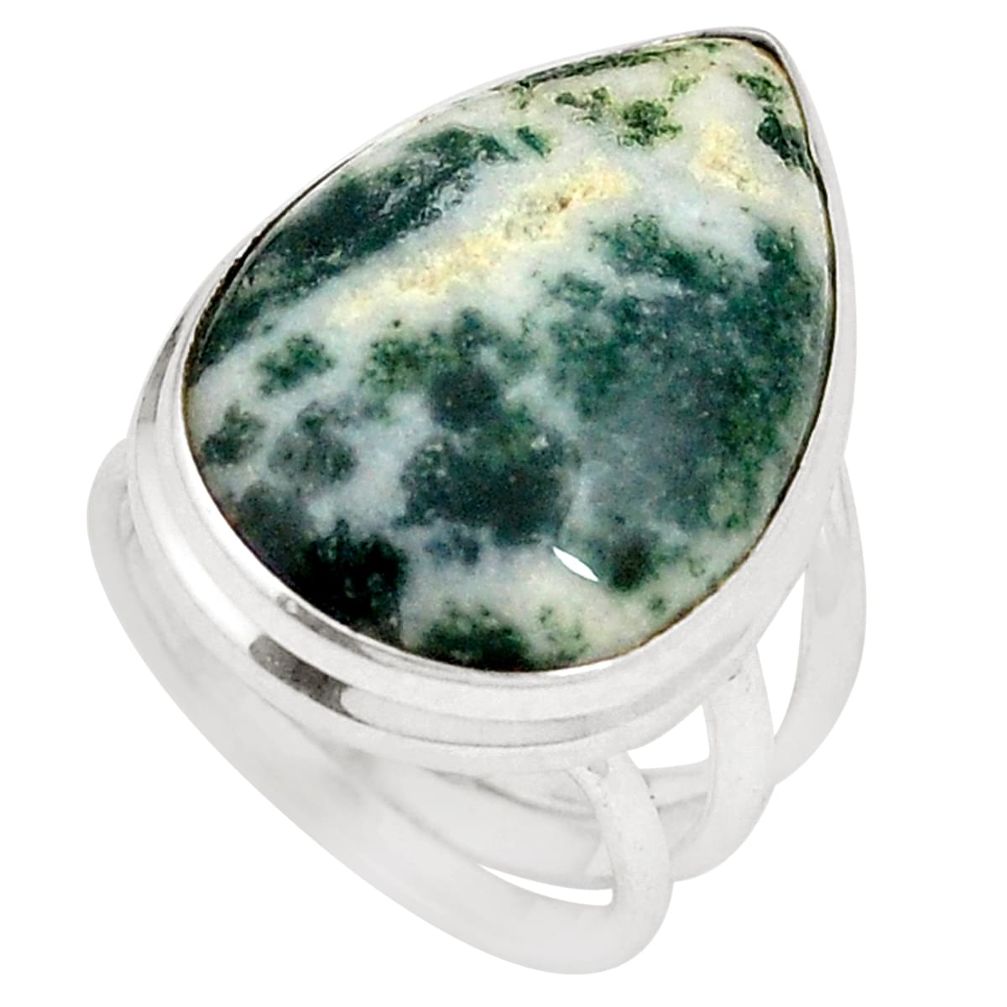 925 sterling silver natural white tree agate ring jewelry size 5.5 d20772