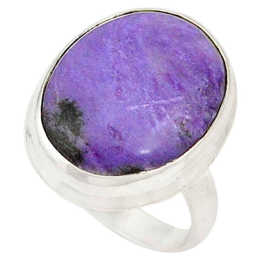 925 sterling silver natural purple charoite (siberian) ring size 7 d20817