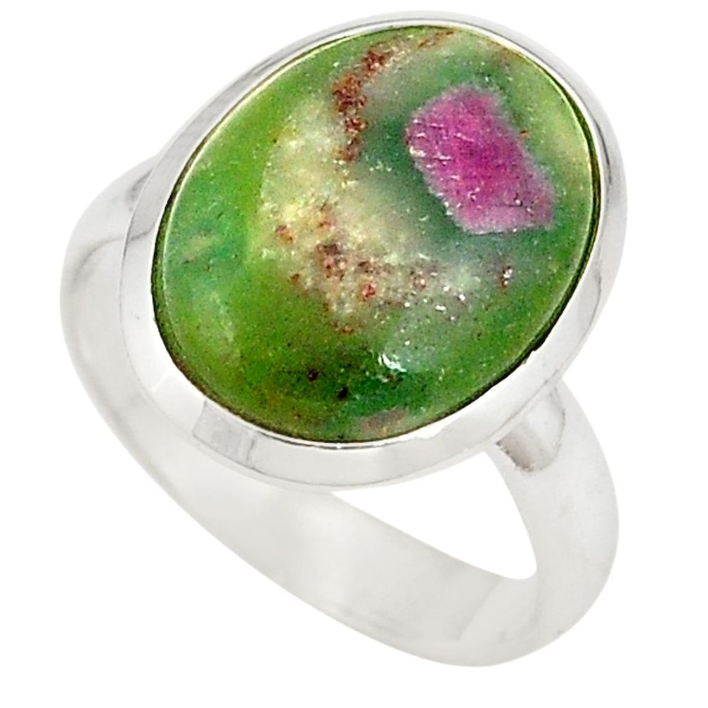 925 sterling silver natural pink ruby in fuchsite ring jewelry size 8 d20979