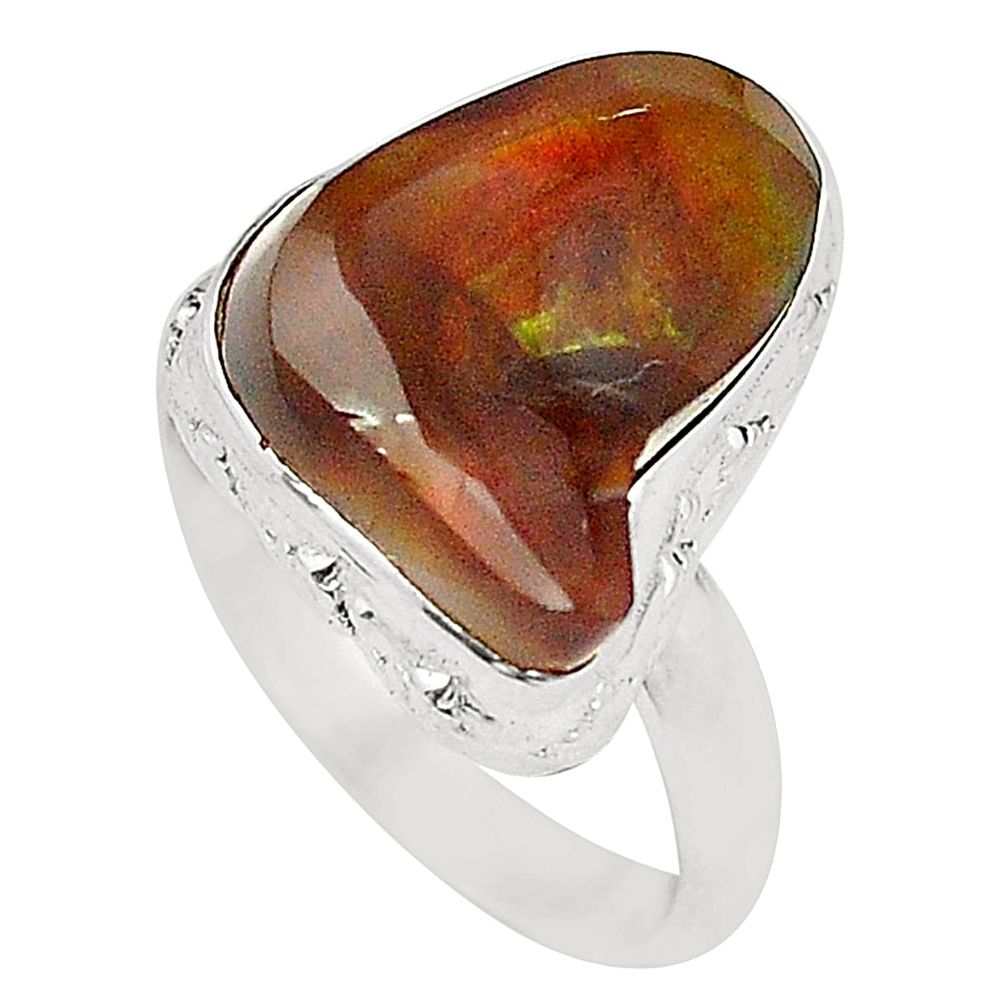 Natural multi color mexican fire agate 925 silver ring jewelry size 6.5 d21679