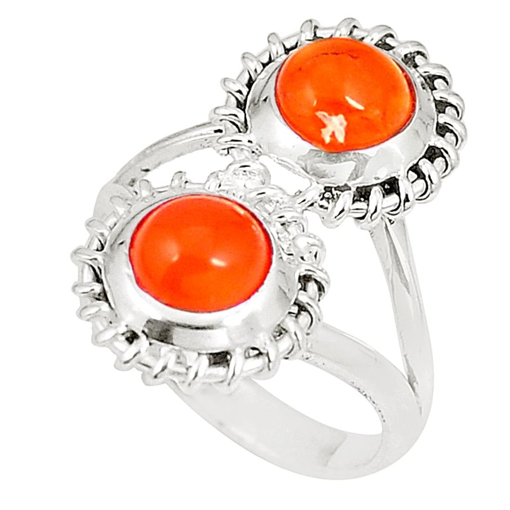 925 silver natural orange cornelian (carnelian) ring jewelry size 9.5 d22764