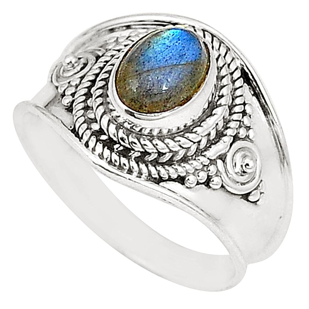 Natural blue labradorite 925 sterling silver ring jewelry size 6.5 d22771