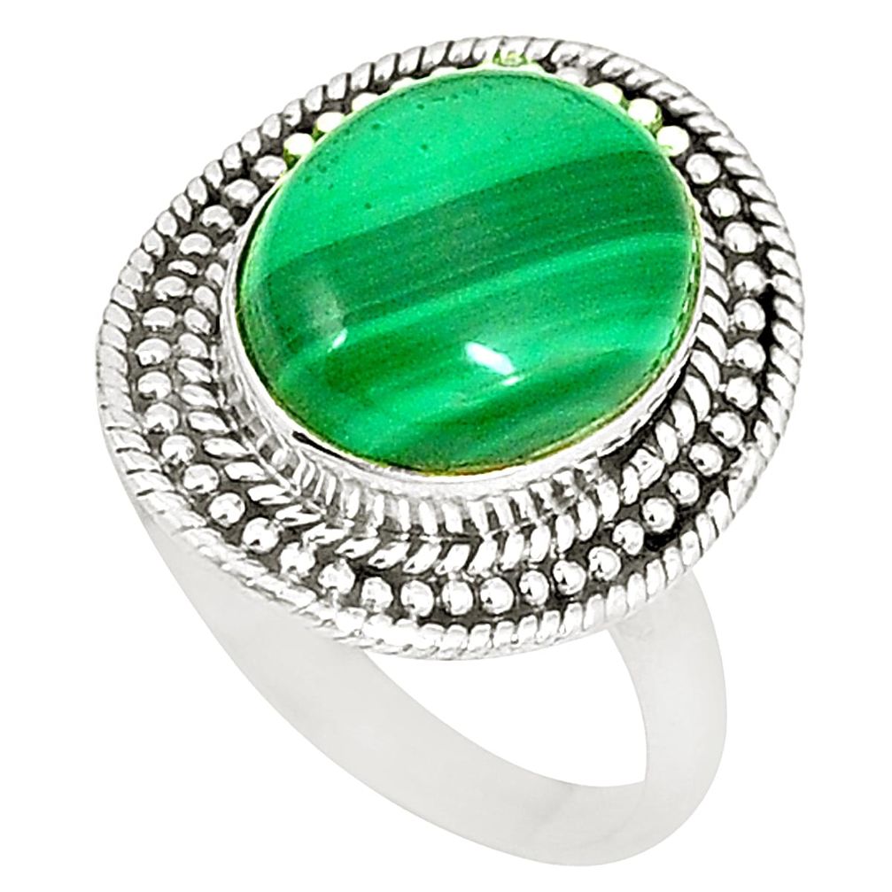 Natural green malachite (pilot's stone) 925 silver ring jewelry size 7 d22789