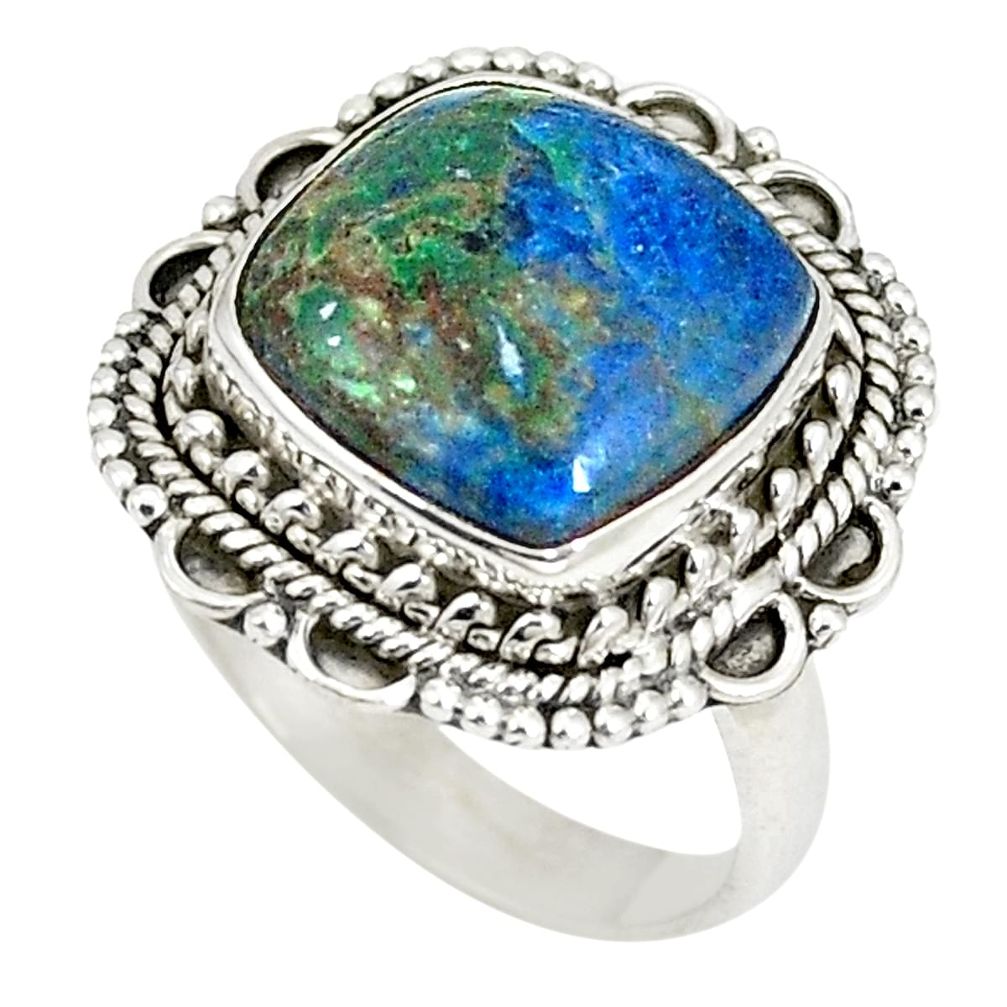 Natural blue shattuckite 925 sterling silver ring jewelry size 7 d22827