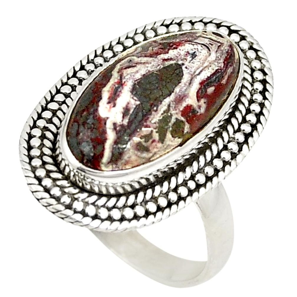 Natural multi color mexican laguna lace agate 925 silver ring size 7 d22833