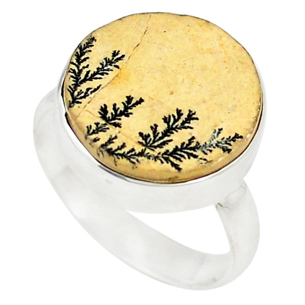 Natural multi color germany psilomelane dendrite 925 silver ring size 7 d22852