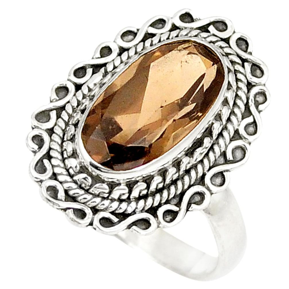 Brown smoky topaz 925 sterling silver ring jewelry size 7.5 d22856