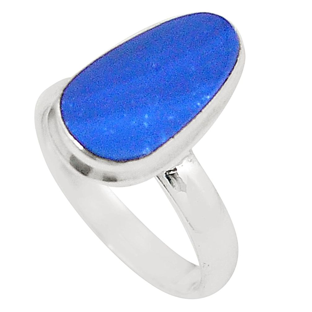 Natural blue doublet opal australian 925 silver ring size 6.5 d23864