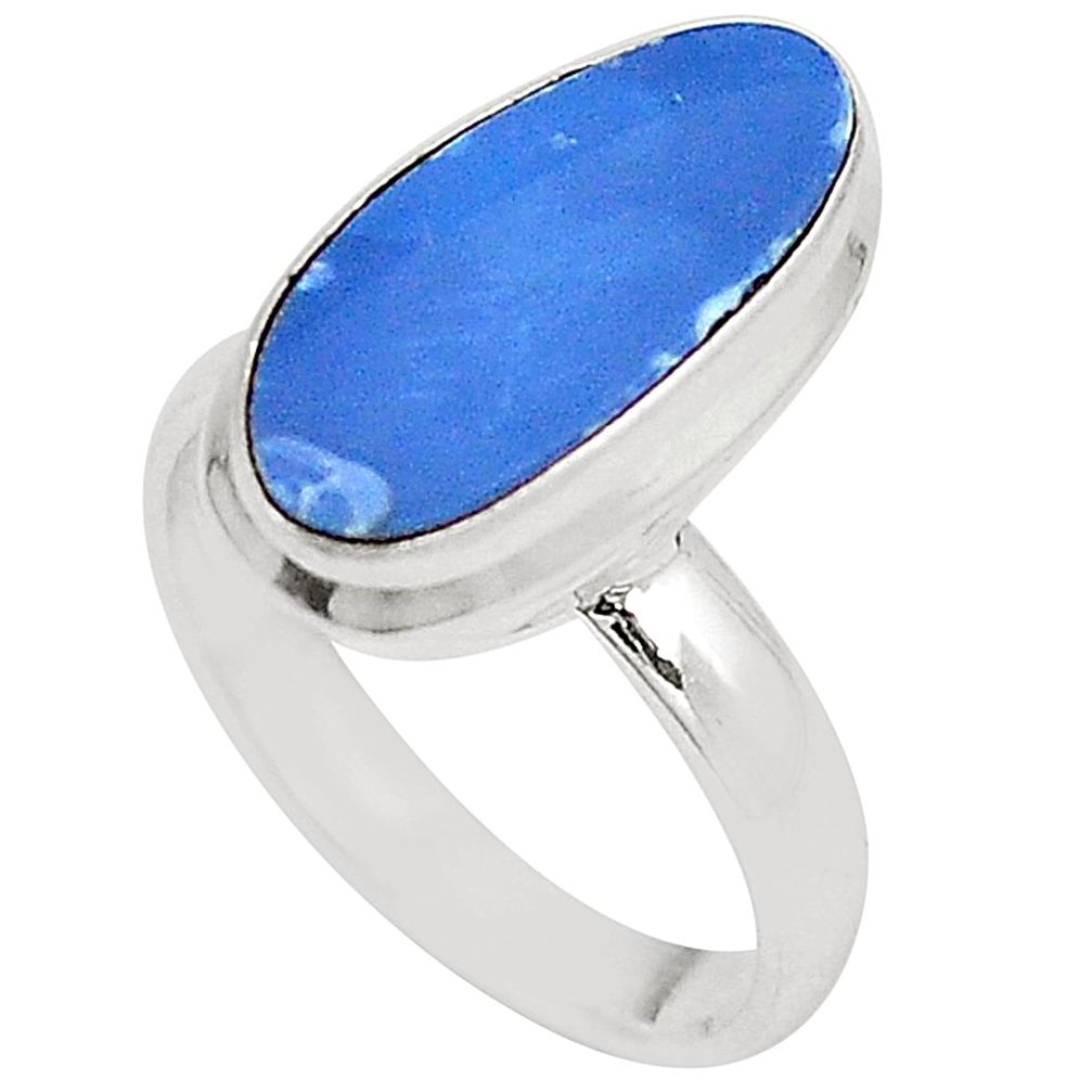 Natural blue doublet opal australian 925 silver ring size 6.5 d23879