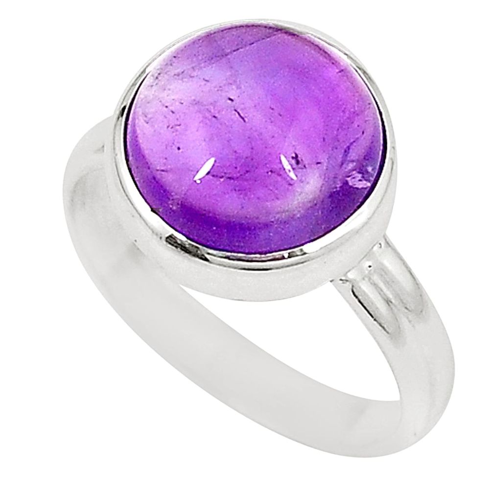 925 sterling silver natural purple amethyst round ring jewelry size 7 d24019