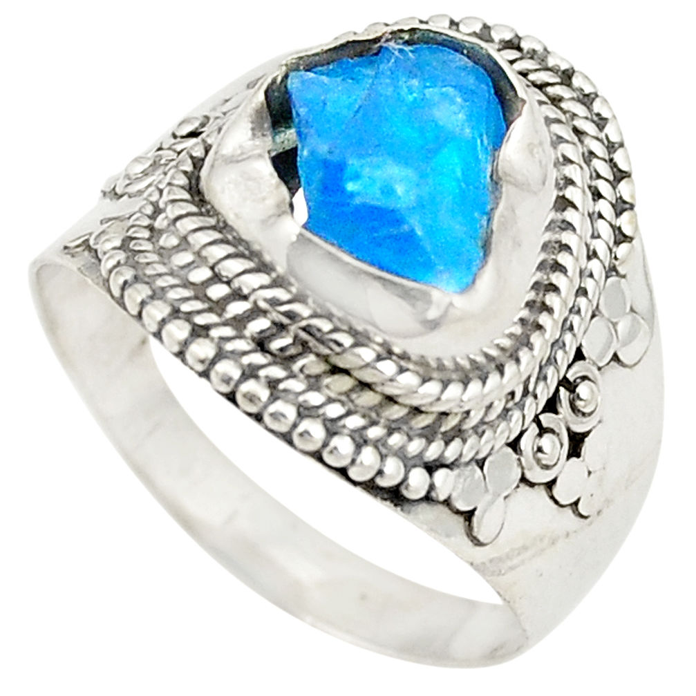 925 sterling silver blue apatite rough fancy ring jewelry size 8.5 d24785