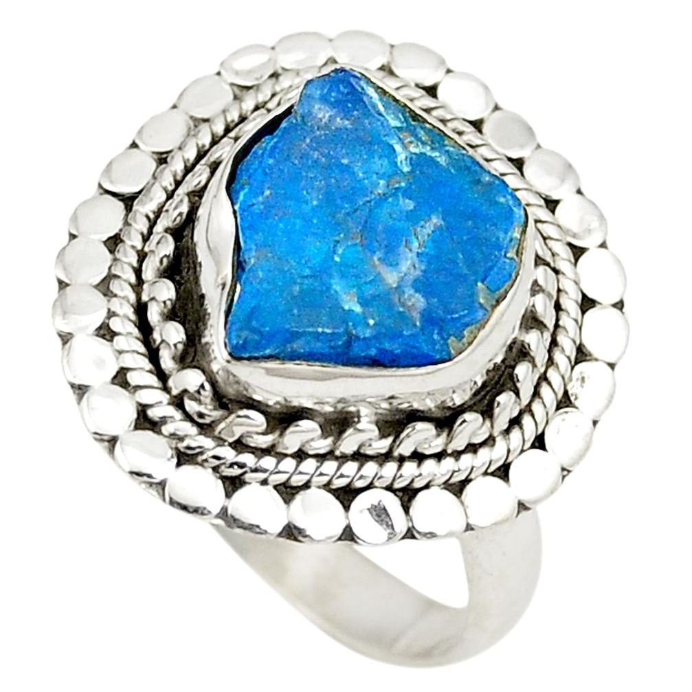 925 sterling silver blue apatite rough fancy ring jewelry size 7.5 d24791