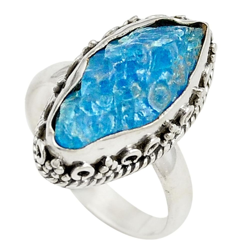 Blue apatite rough 925 sterling silver ring jewelry size 6.5 d24793