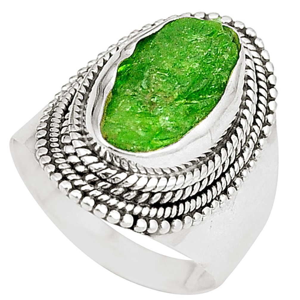 Green chrome diopside rough 925 sterling silver ring size 7 d24804