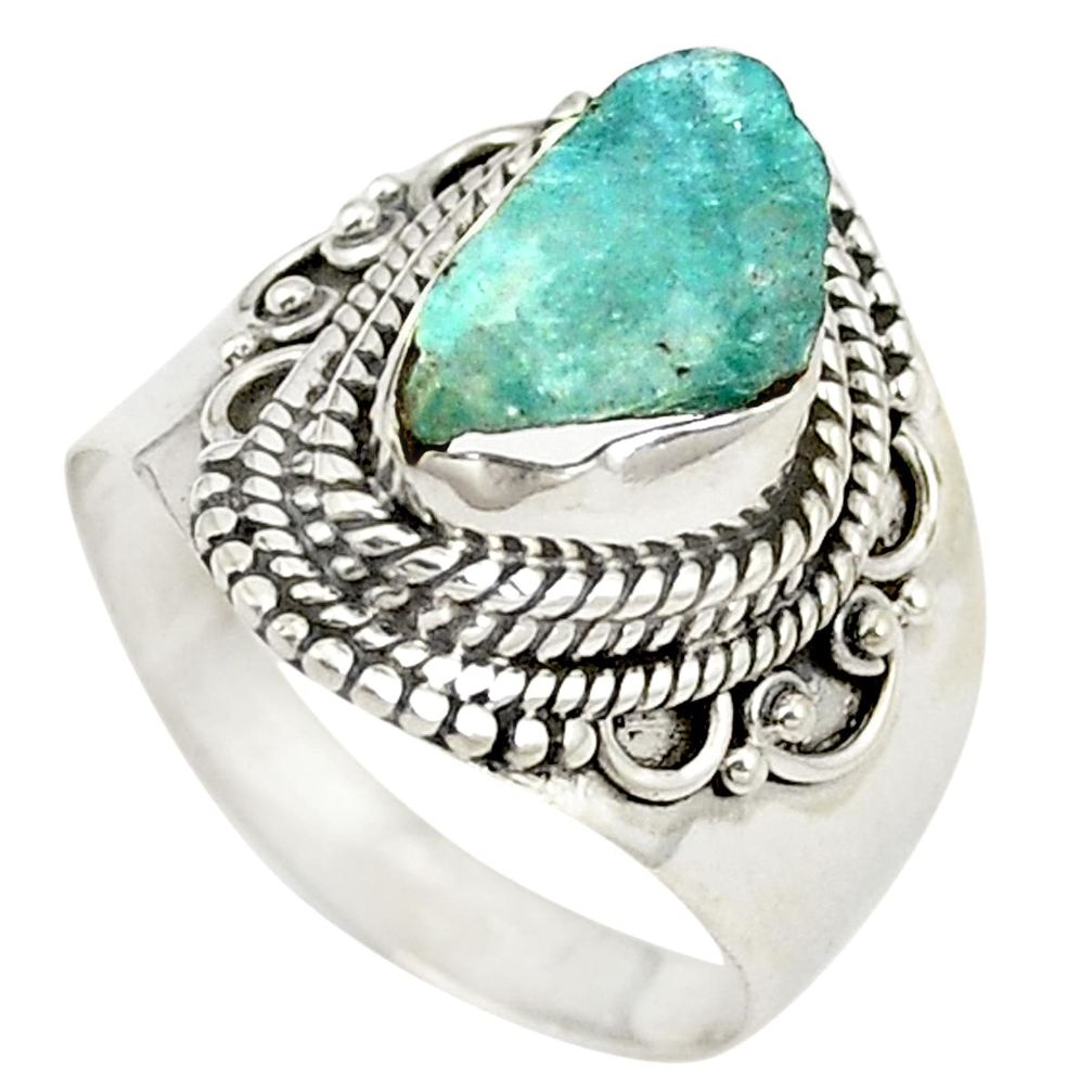 Natural aqua aquamarine rough 925 sterling silver ring size 7 d24830