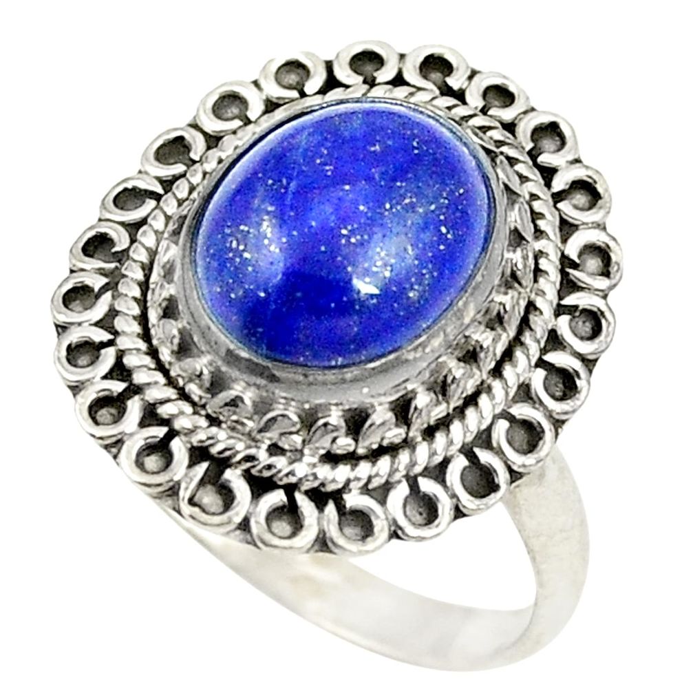 Natural blue lapis lazuli 925 sterling silver ring jewelry size 7 d24832