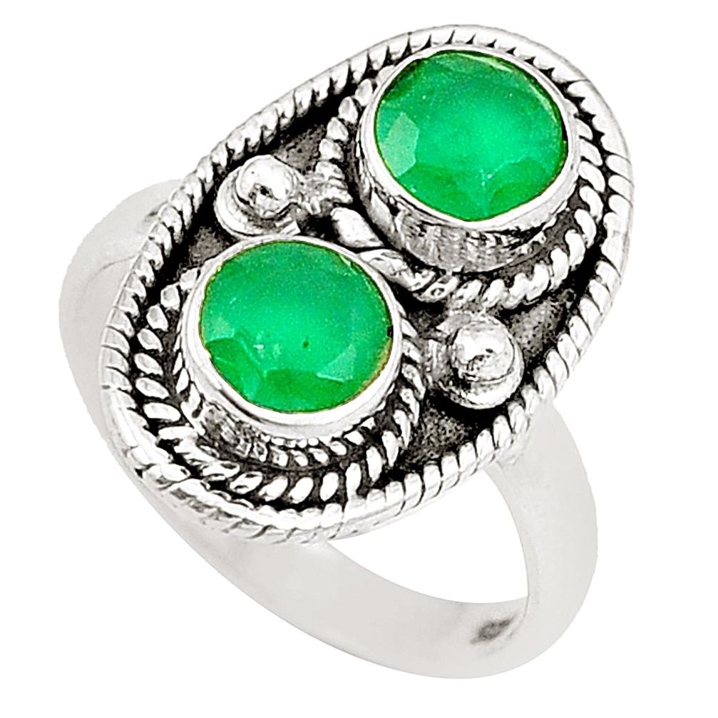 Green emerald quartz 925 sterling silver ring jewelry size 6.5 d24853