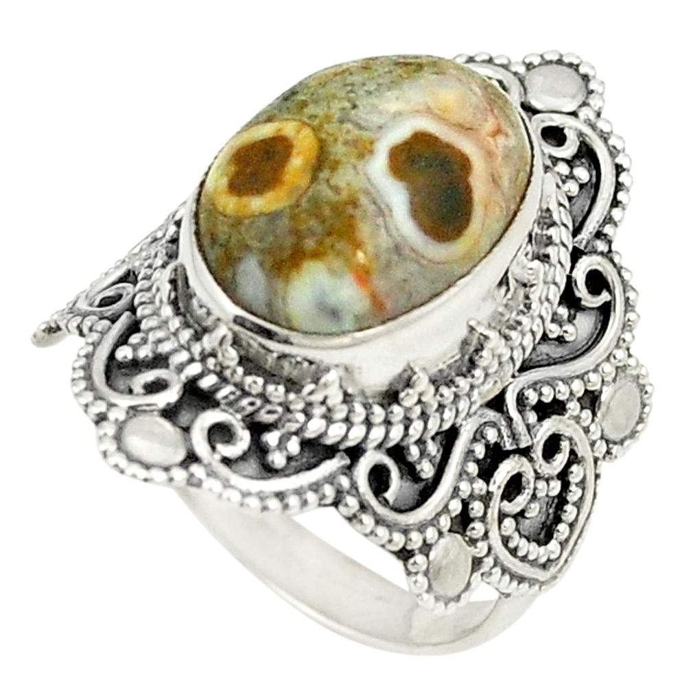 Natural multicolor ocean sea jasper (madagascar) 925 silver ring size 5.5 d24945