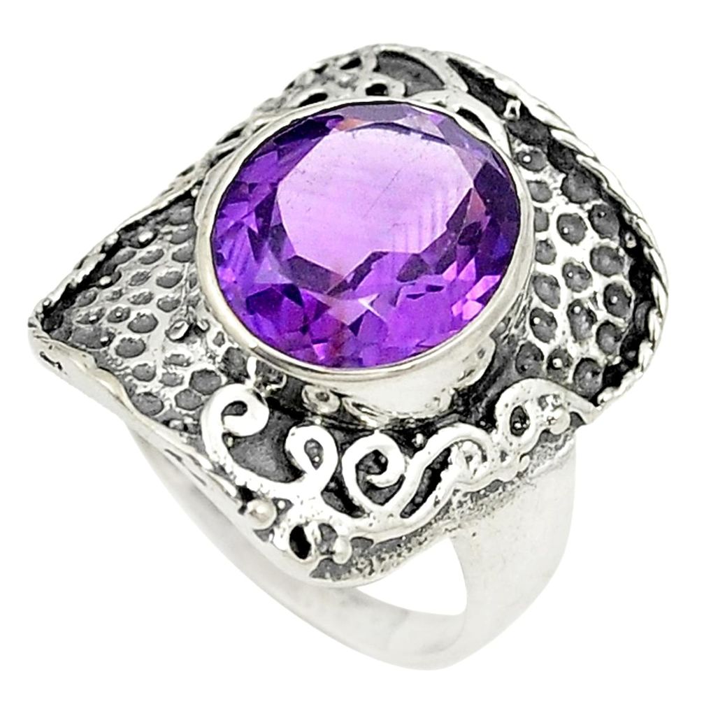 Natural purple amethyst 925 sterling silver ring jewelry size 7.5 d24954