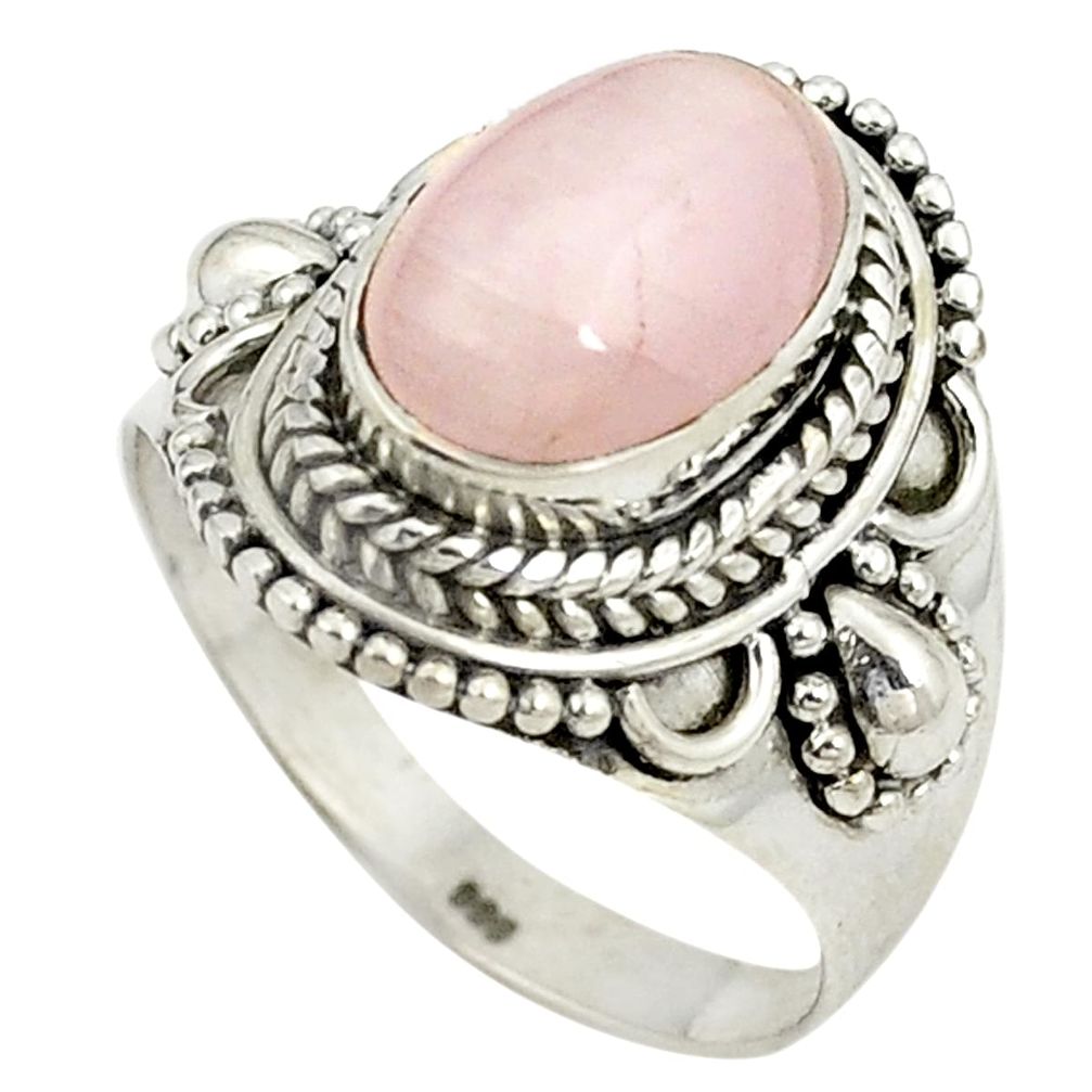 Natural pink kunzite oval 925 sterling silver ring jewelry size 8 d24993