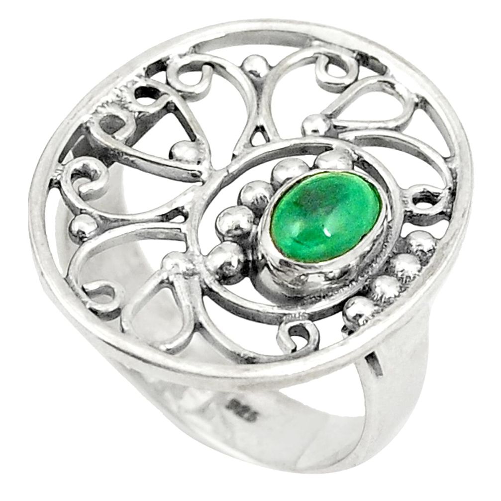 Natural green malachite (pilot's stone) 925 silver ring jewelry size 8 d25037