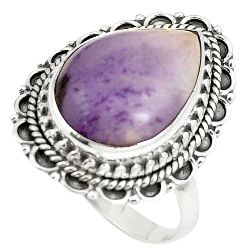 Natural purple tiffany stone 925 sterling silver ring size 7.5 d25836