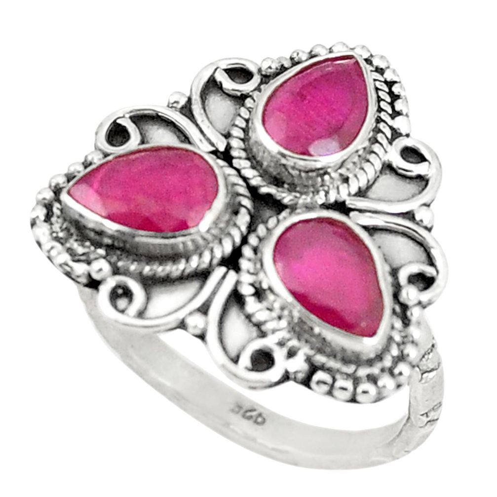 Red ruby quartz 925 sterling silver ring jewelry size 7 d25837