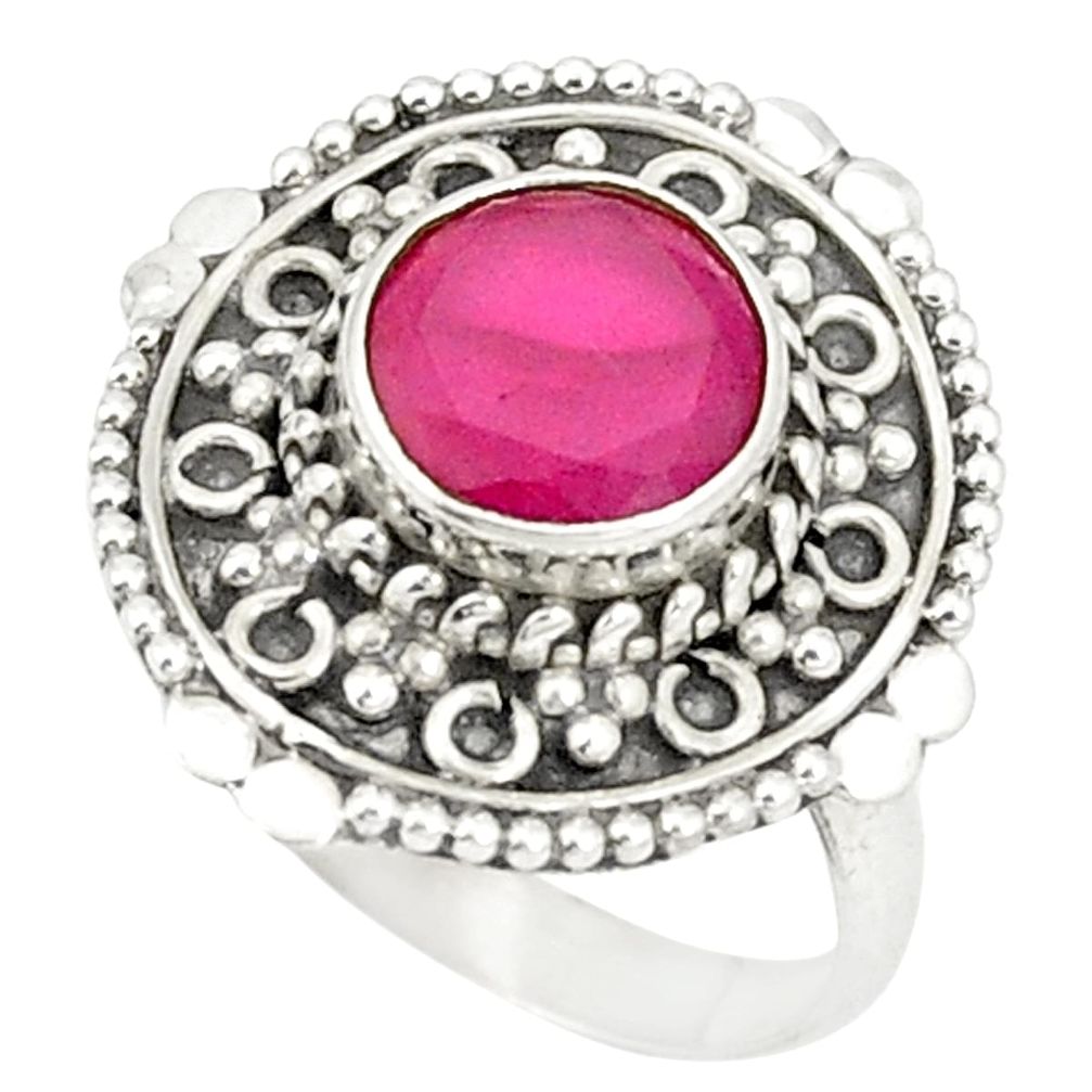 Red ruby quartz round 925 sterling silver ring jewelry size 7 d25850