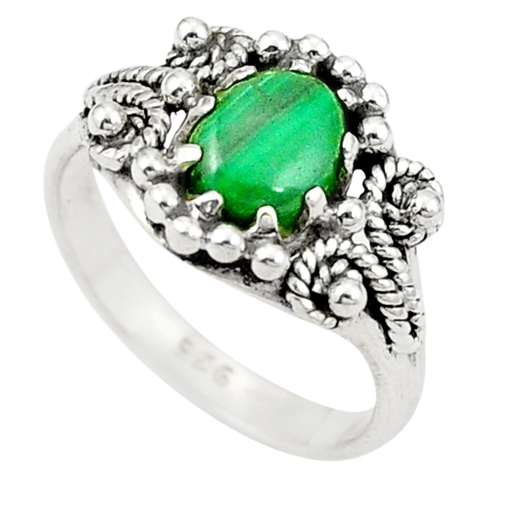 Natural green malachite (pilot's stone) 925 silver ring jewelry size 6 d26023