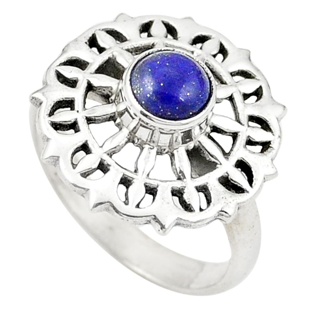 Natural blue lapis lazuli 925 sterling silver ring jewelry size 7.5 d26027