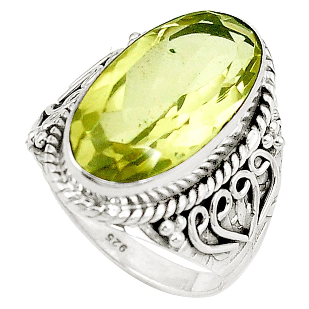 925 sterling silver natural lemon topaz oval ring jewelry size 8 d26044