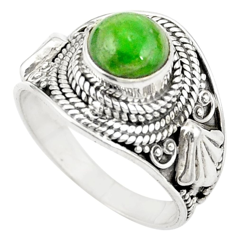 Natural green chrome diopside 925 sterling silver ring size 8.5 d26070