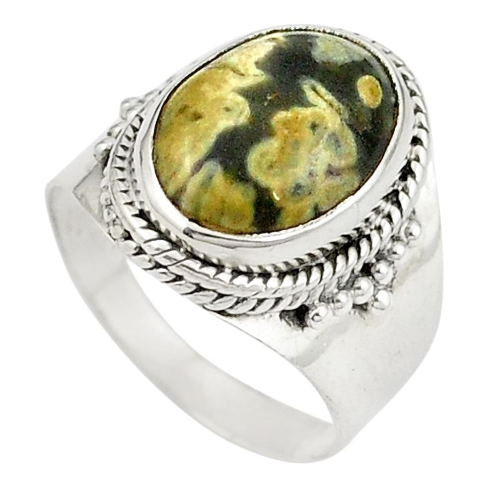 925 silver natural multicolor ocean sea jasper (madagascar) ring size 6.5 d26186