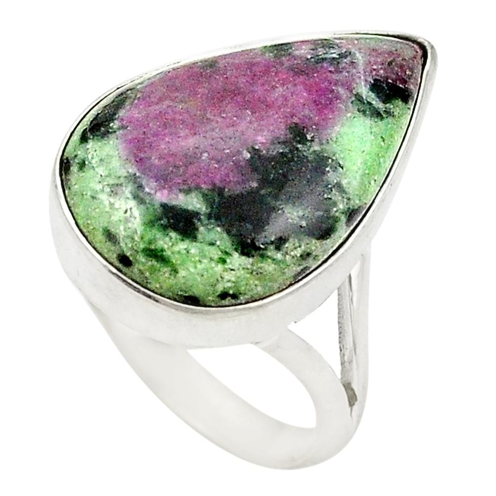 Natural pink ruby zoisite 925 sterling silver ring jewelry size 9.5 d26222