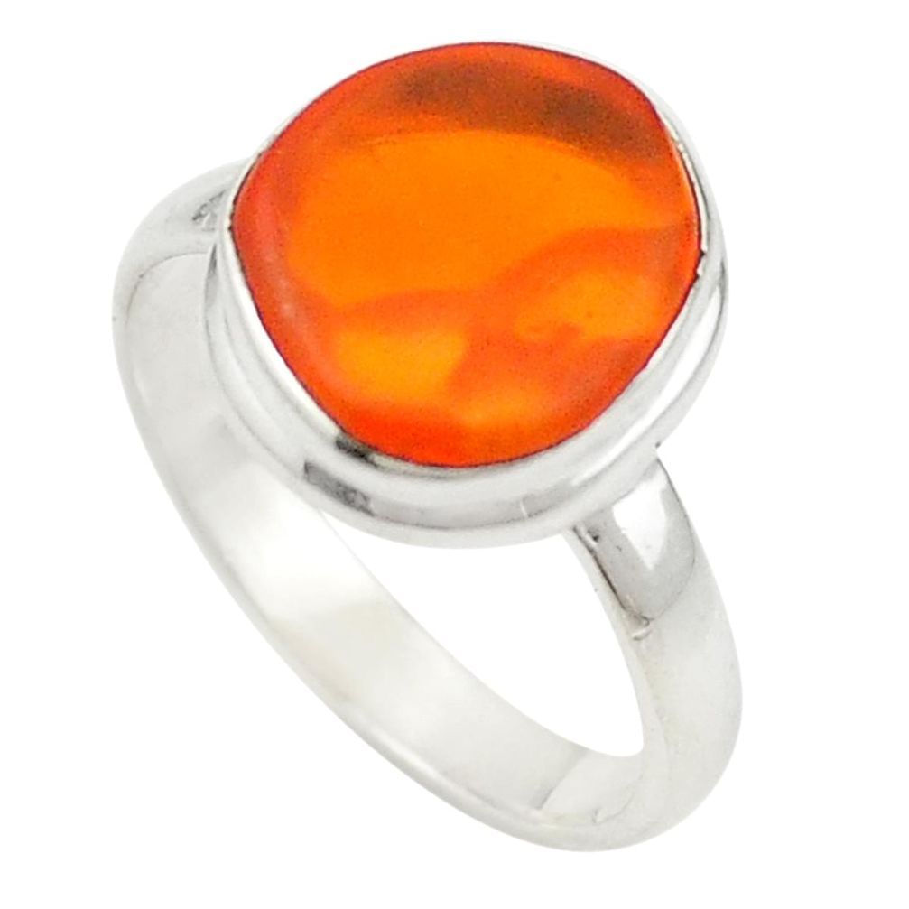 Natural orange mexican fire opal 925 silver ring jewelry size 8.5 d26227