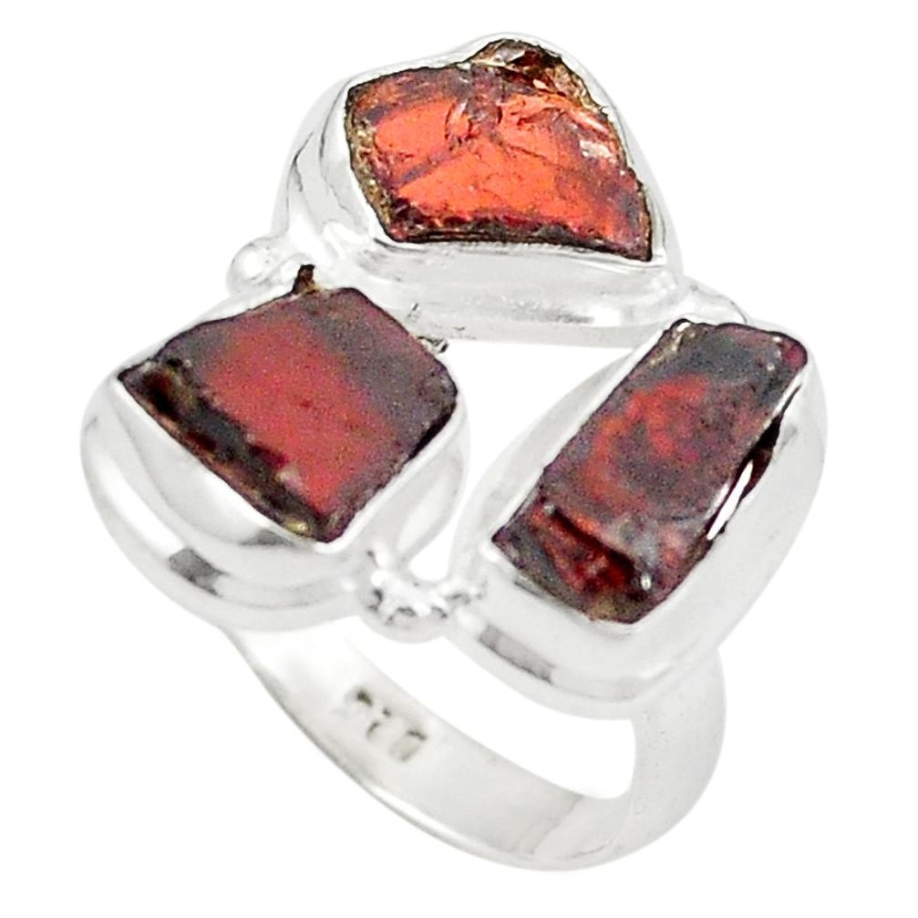 Red garnet rough fancy 925 sterling silver ring jewelry size 6.5 d26245